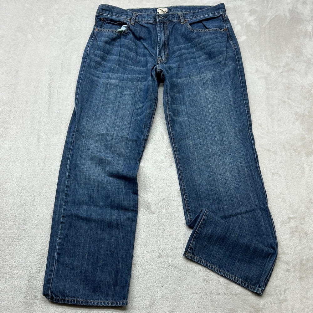 Gap Straight Fit Jeans Mens 36x30 Blue 1969 Dark Wash Denim Cotton Whiskered